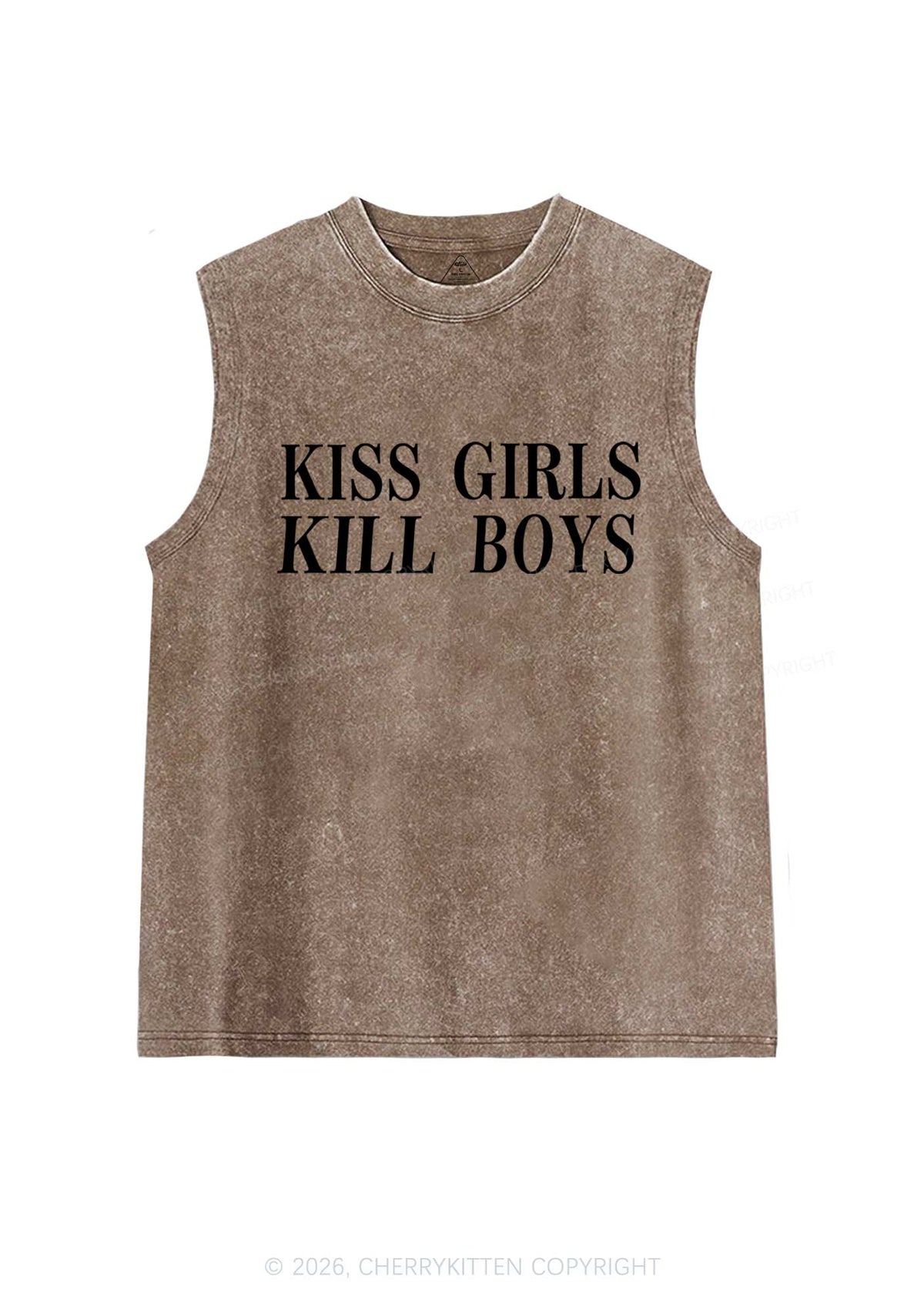 Kiss Girls Kill Boys Pride Y2K Washed Muscle Tank Cherrykitten