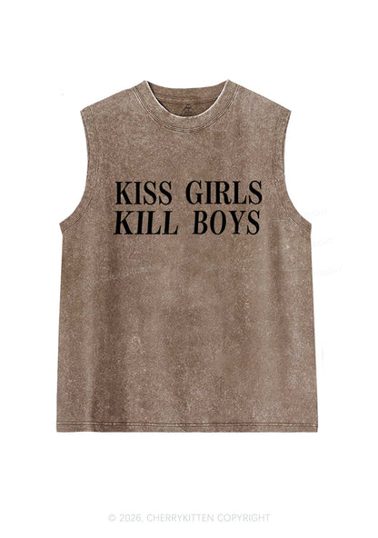 Kiss Girls Kill Boys Pride Y2K Washed Muscle Tank Cherrykitten