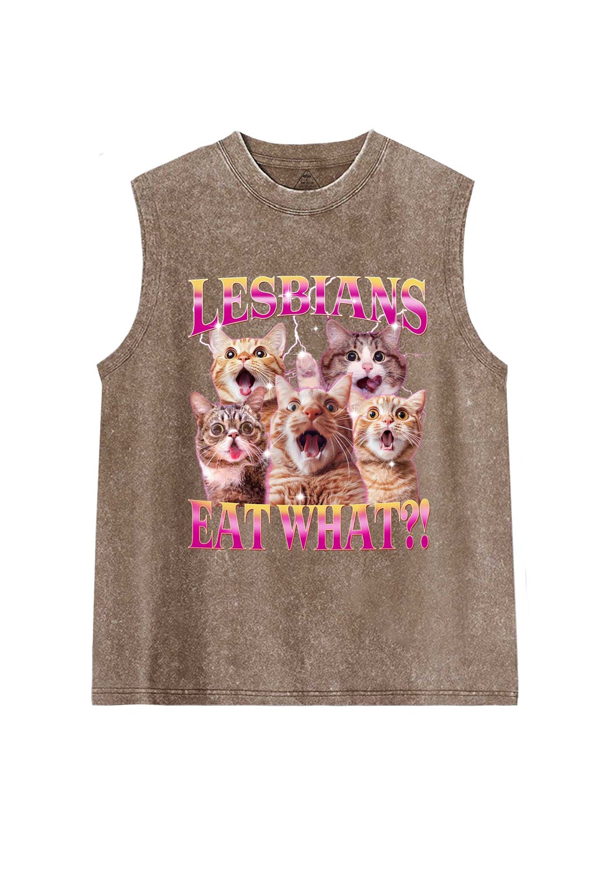 Funny Lesbian Cat Pride Y2K Washed Muscle Tank Cherrykitten
