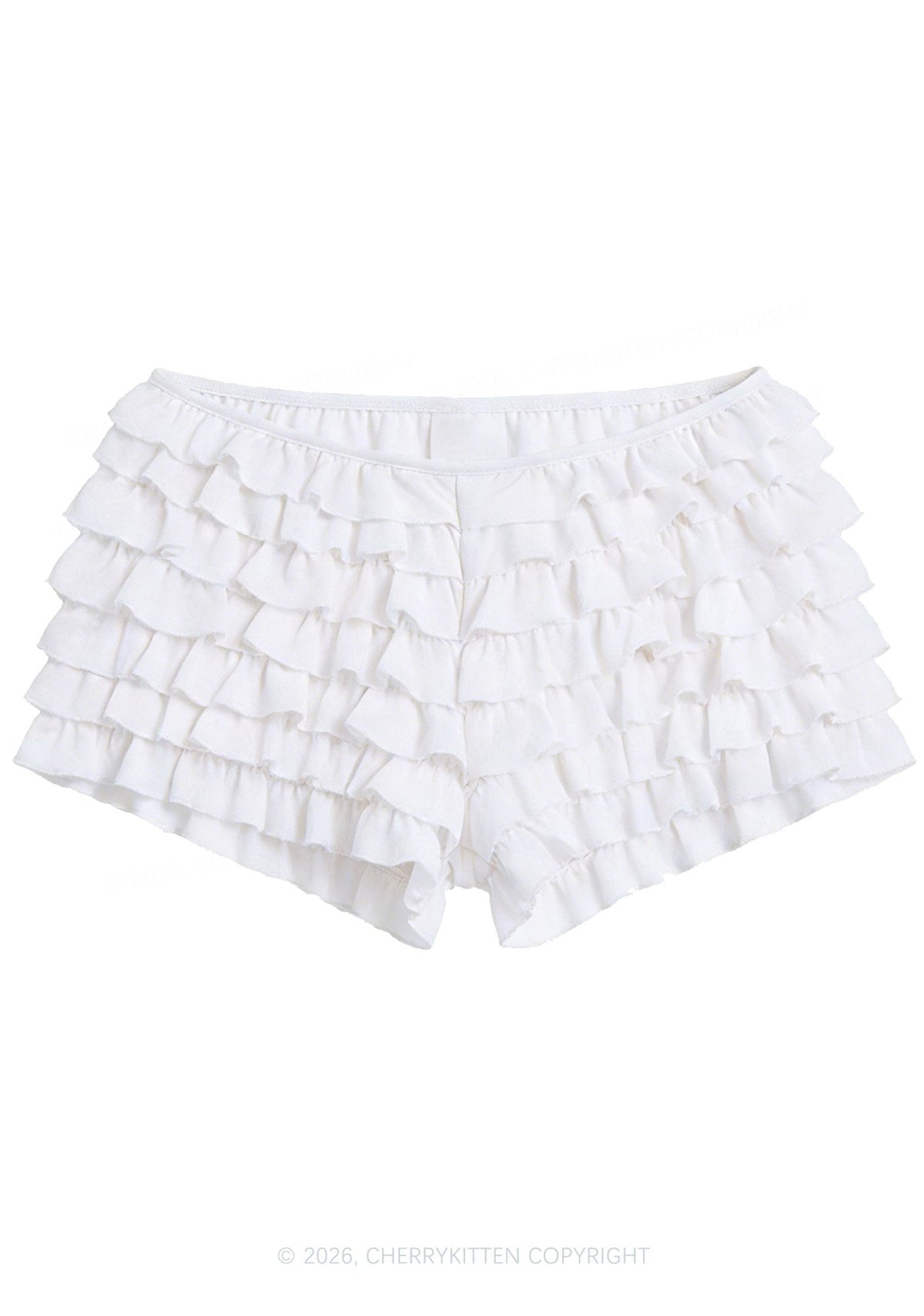 Y2K Mesh Ruffle Layered Shorts With Back Bow Cherrykitten