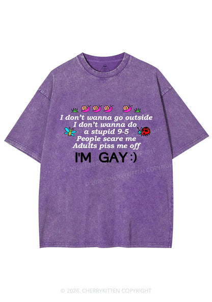 People Scare Me Im Gay Pride Y2K Shirts Washed Tee Cherrykitten