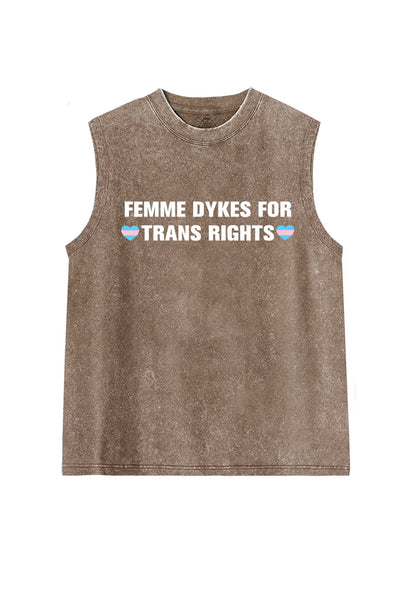 Femme Dykes For Trans Rights Pride Y2K Washed Muscle Tank Cherrykitten