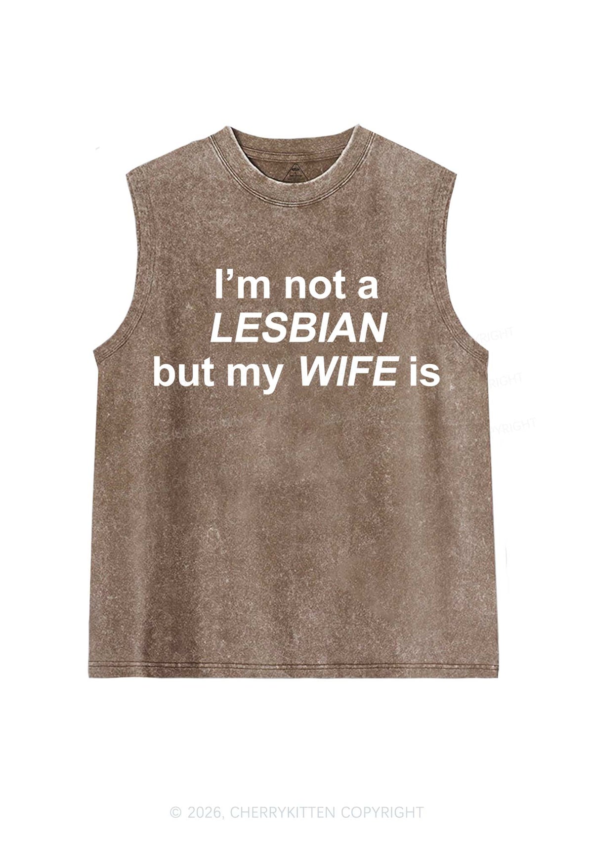My Wife Is Lesbian Pride Y2K Washed Muscle Tank Cherrykitten