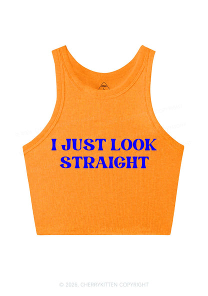 I Just Look Straight Y2K Crop Tank Top Cherrykitten