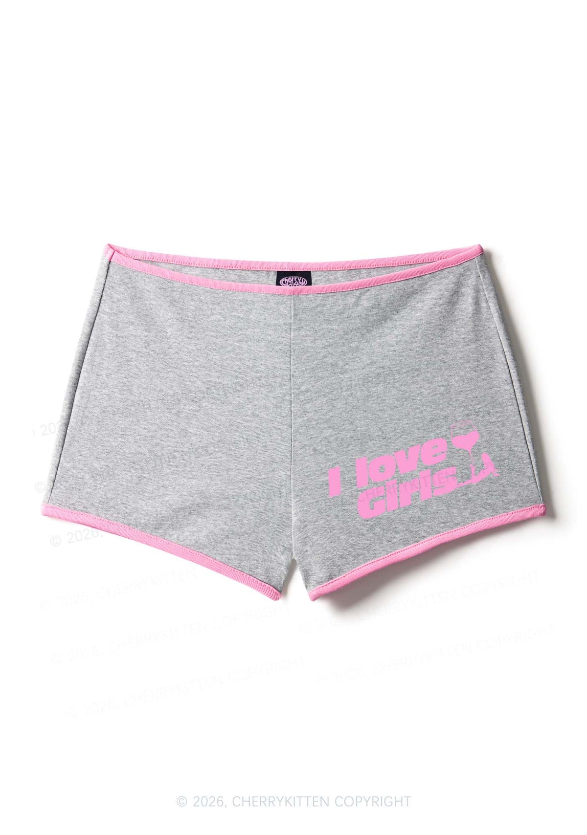 I Love Girls Wine Glass Pride Y2K Booty Shorts Cherrykitten