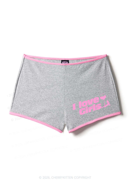 I Love Girls Wine Glass Pride Y2K Booty Shorts Cherrykitten