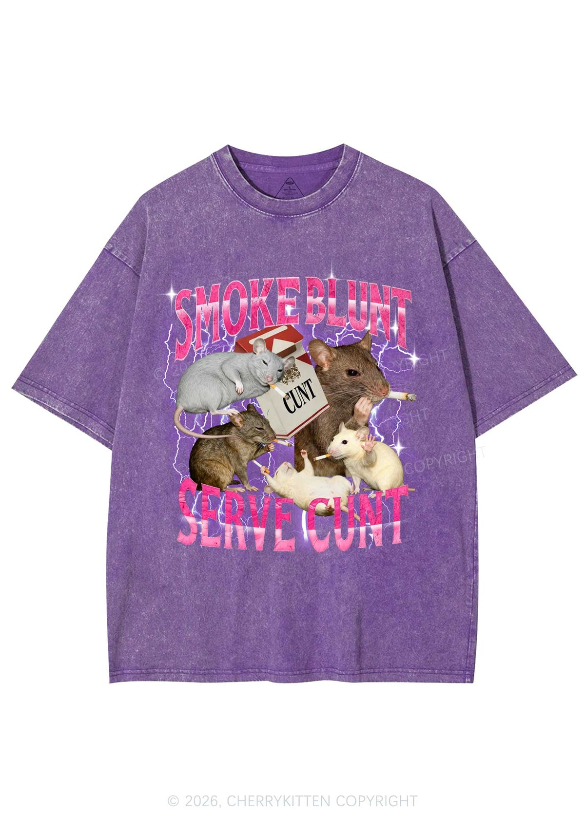 Smoke Blunt Rats Y2K Shirts Washed Tee Cherrykitten