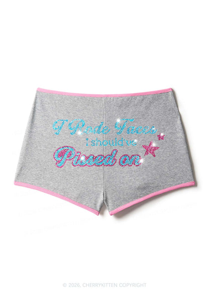 Rhinestone I Rode Faces Y2K Booty Shorts Cherrykitten