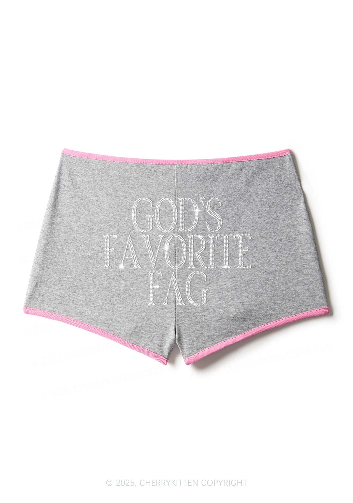 Rhinestone Gods Favorite Fag Pride Y2K Booty Shorts Cherrykitten