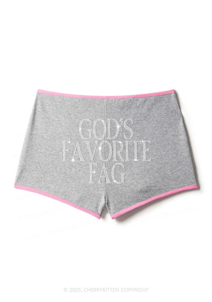 Rhinestone Gods Favorite Fag Pride Y2K Booty Shorts Cherrykitten
