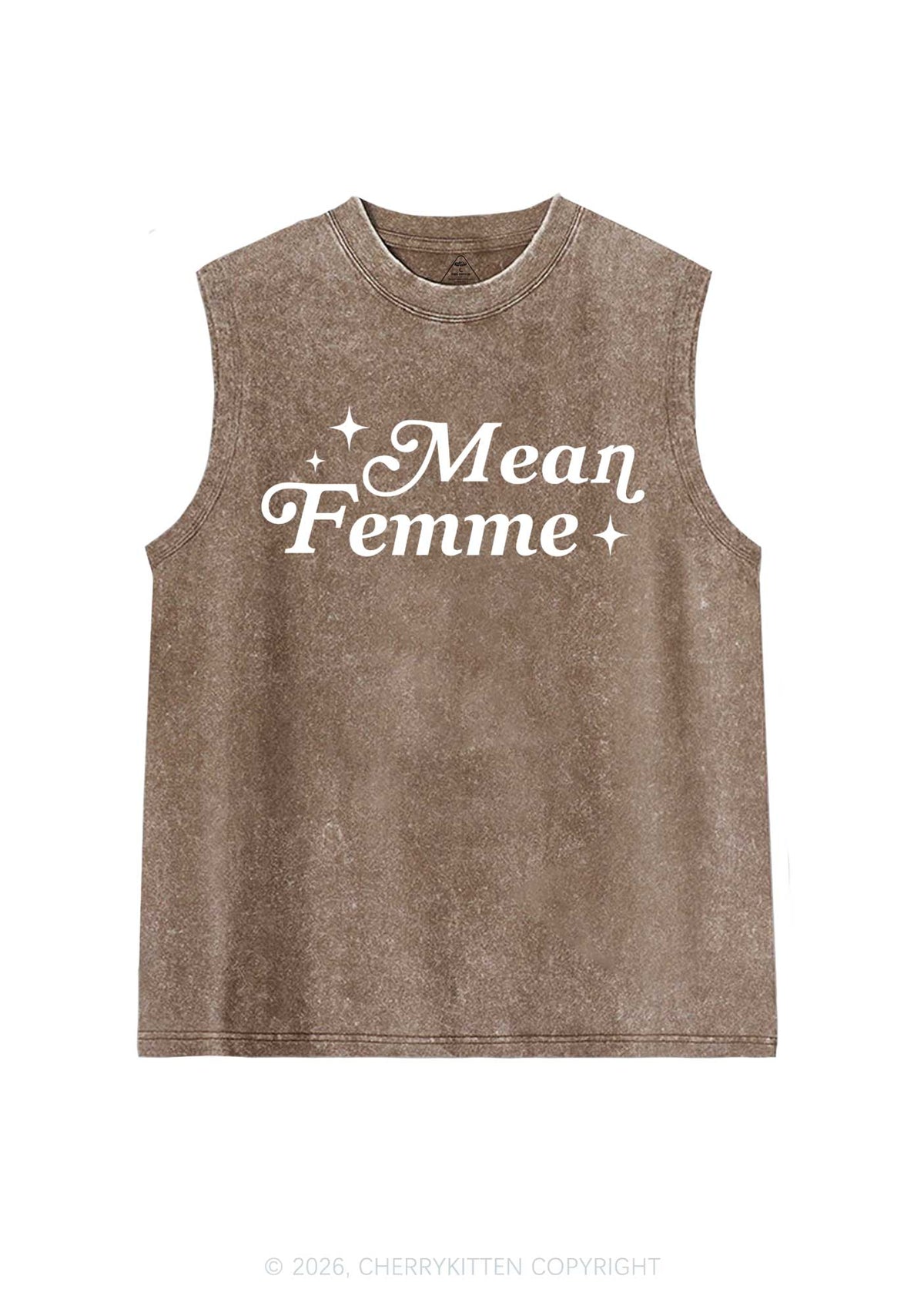 Mean Femme Pride Y2K Washed Muscle Tank Cherrykitten