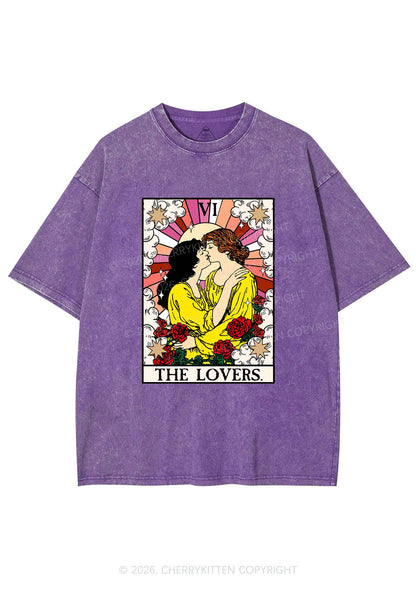 Kissing Lesbians Pride Y2K Shirts Washed Tee Cherrykitten