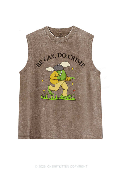 Be Gay Do Crime Frog Pride Y2K Washed Muscle Tank Cherrykitten