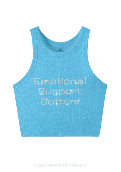 Rhinestone Emotional Support Bottom Pride Y2K Crop Tank Top Cherrykitten