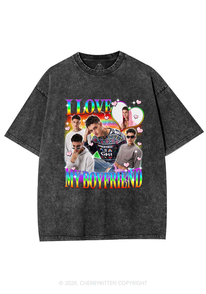 Custom I Love My Gay BF Pride Y2K Shirts Washed Tee Cherrykitten
