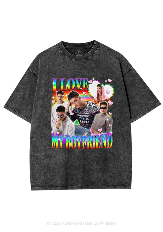 Custom I Love My Gay BF Pride Y2K Shirts Washed Tee Cherrykitten
