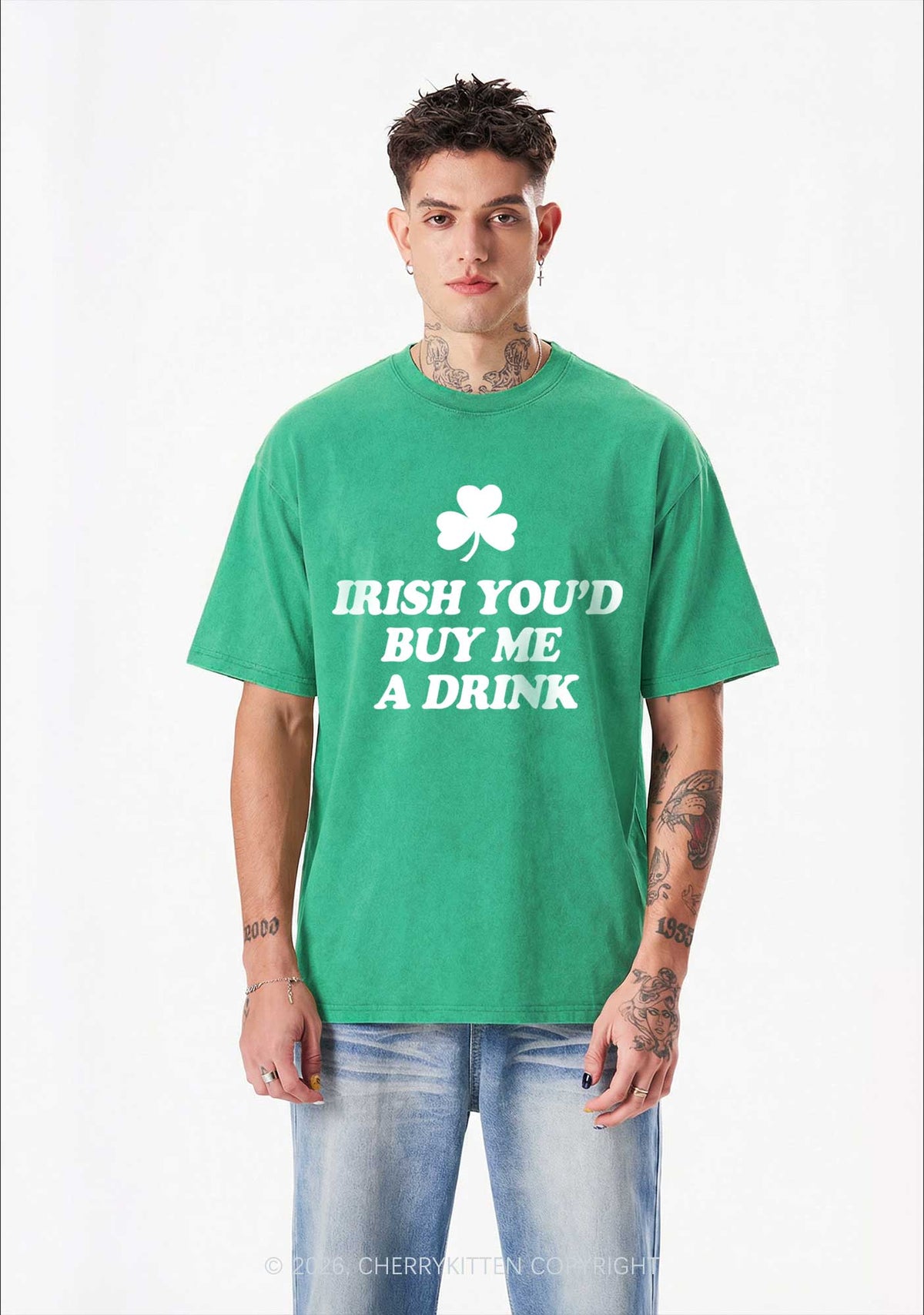 Irish Youd Buy Me A Drink St Patricks Y2K Shirts Washed Tee Cherrykitten