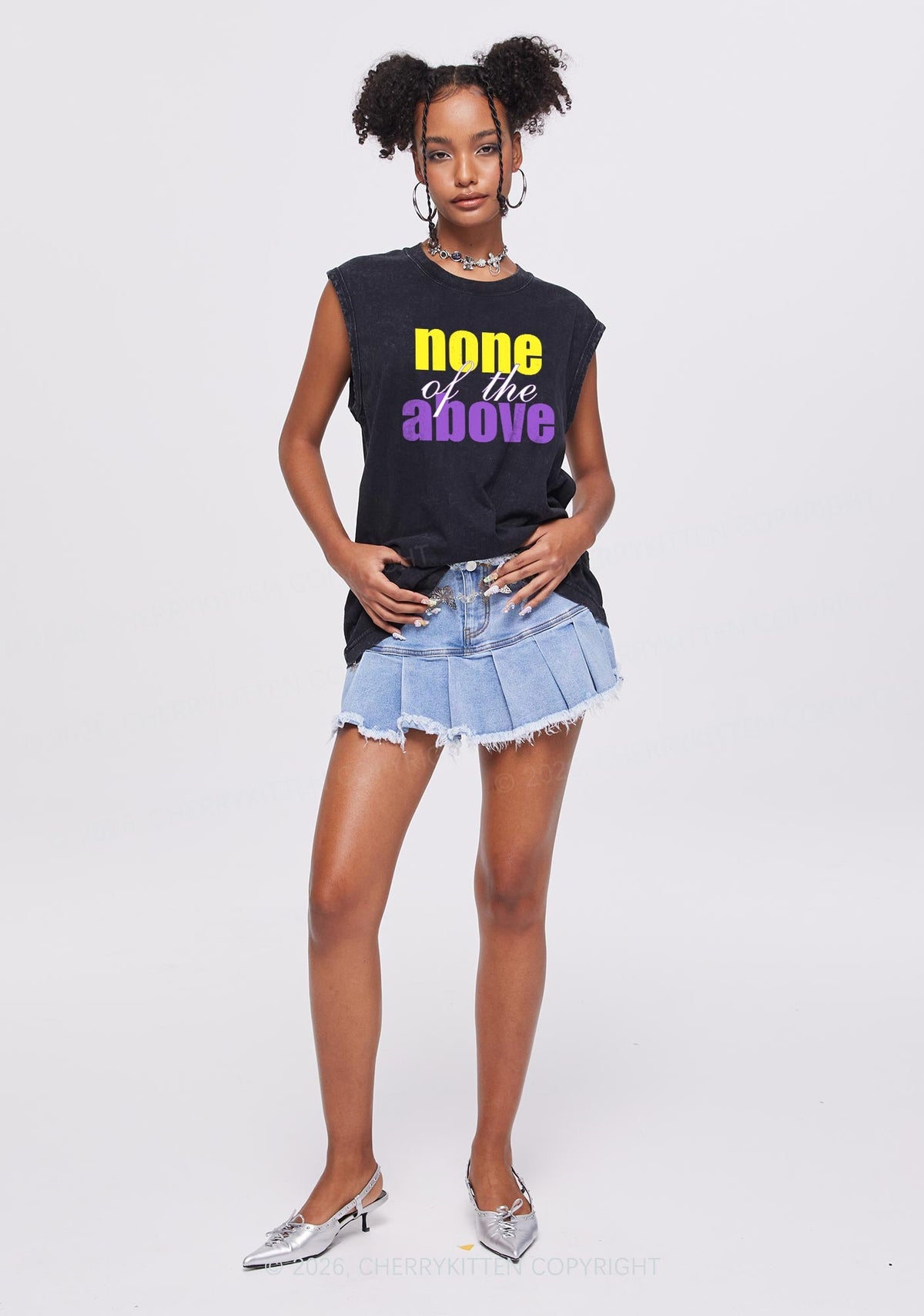None Of The Above Pride Y2K Washed Muscle Tank Cherrykitten