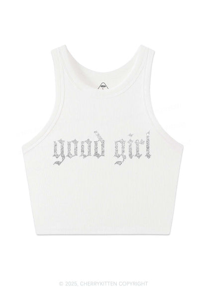 Glitter Good Girl Y2K Crop Tank Top Cherrykitten