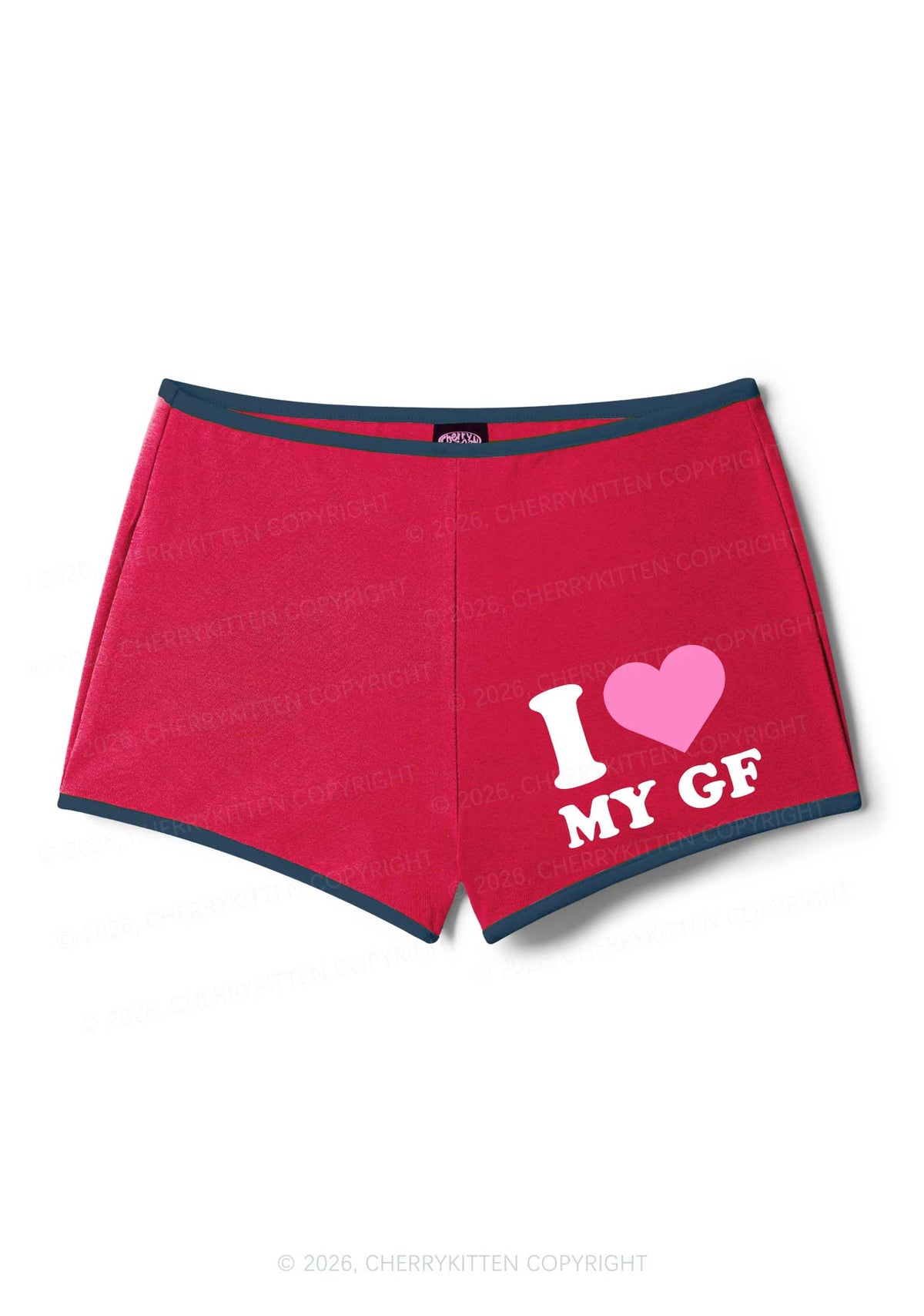 I Love My GF Valentine's Day Y2K Booty Shorts Cherrykitten