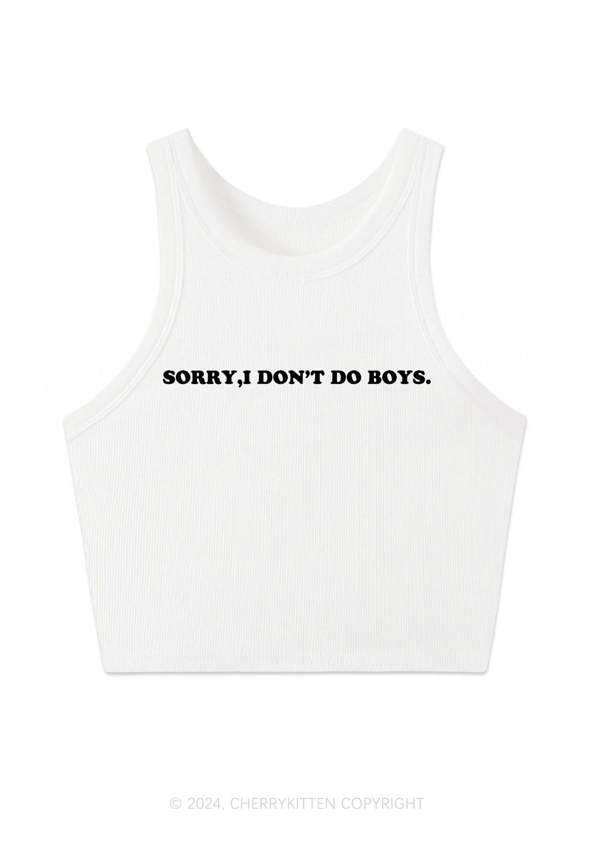 Sorry I Don't Do Boys Y2K Crop Tank Top Cherrykitten