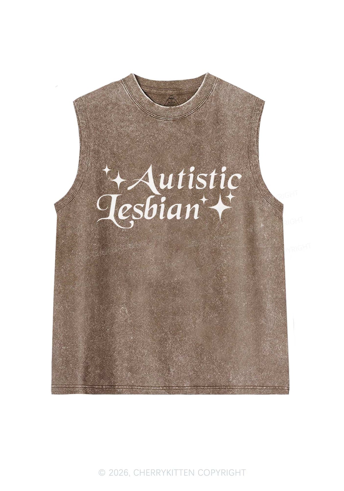 Autistic Lesbian Pride Y2K Washed Muscle Tank Cherrykitten