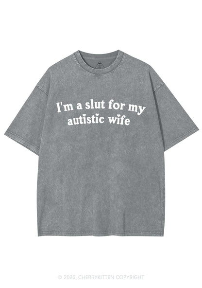 Slxt For My Autistic Wife Y2K Shirts Washed Tee Cherrykitten