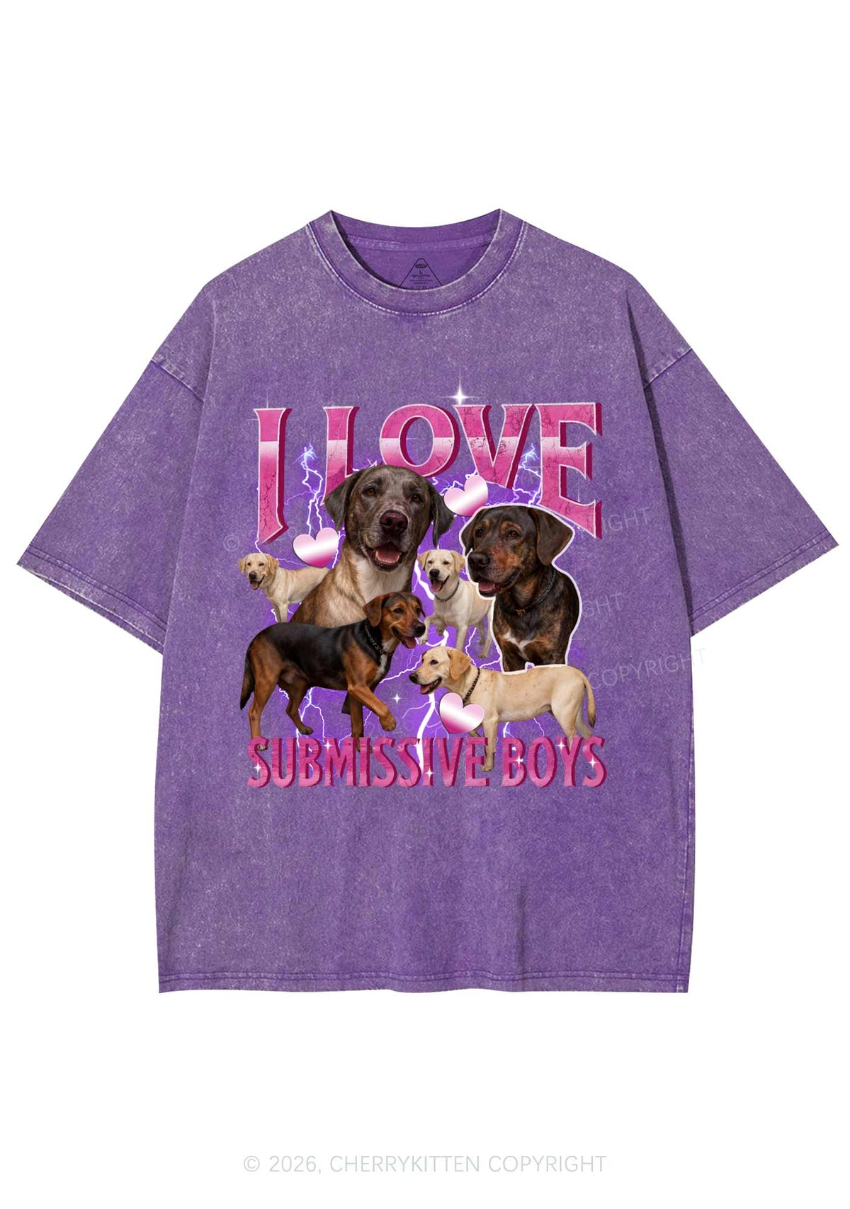 I Love S Dogs Y2K Shirts Washed Tee Cherrykitten
