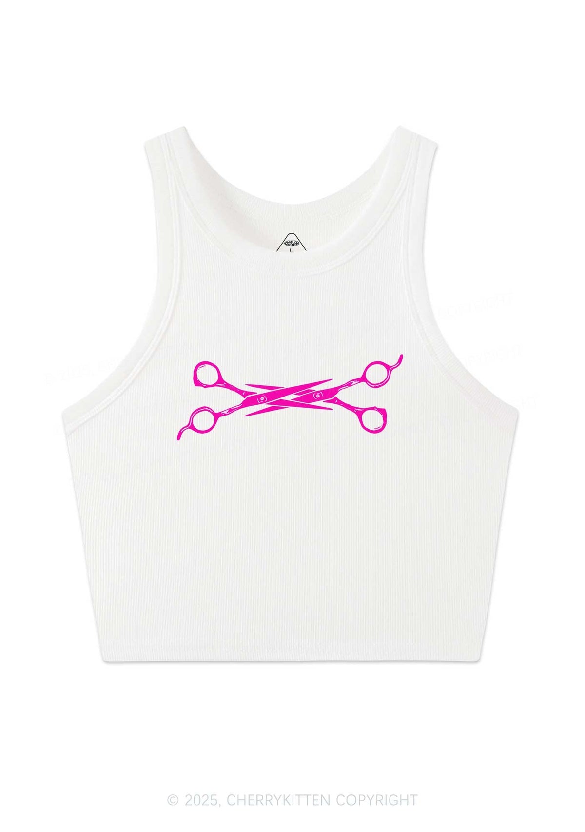Pink Scissor Y2K Crop Tank Top Cherrykitten