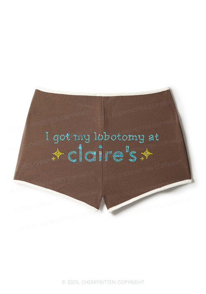 Rhinestone I Got My Lobotomy At Claires Y2K Booty Shorts Cherrykitten