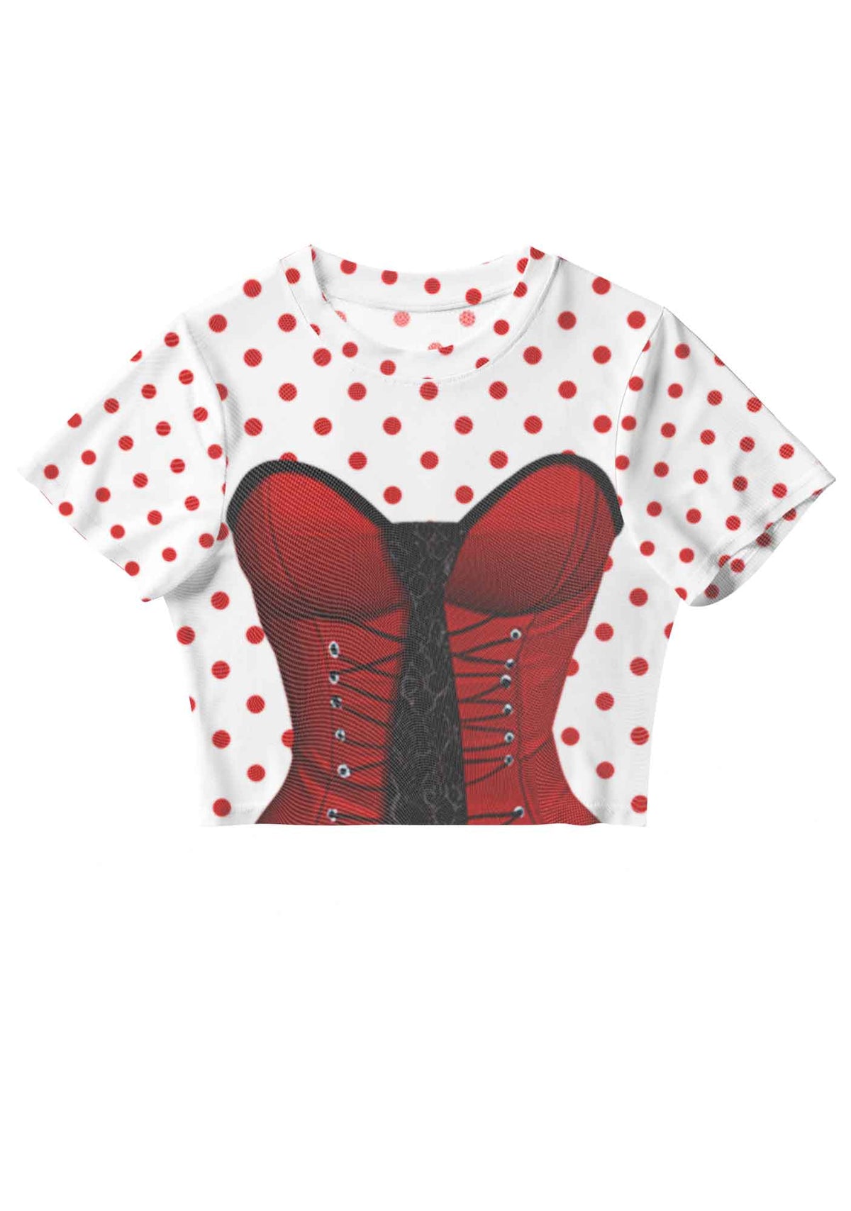 Dots Red Corset Y2K Mesh Crop Top Cherrykitten
