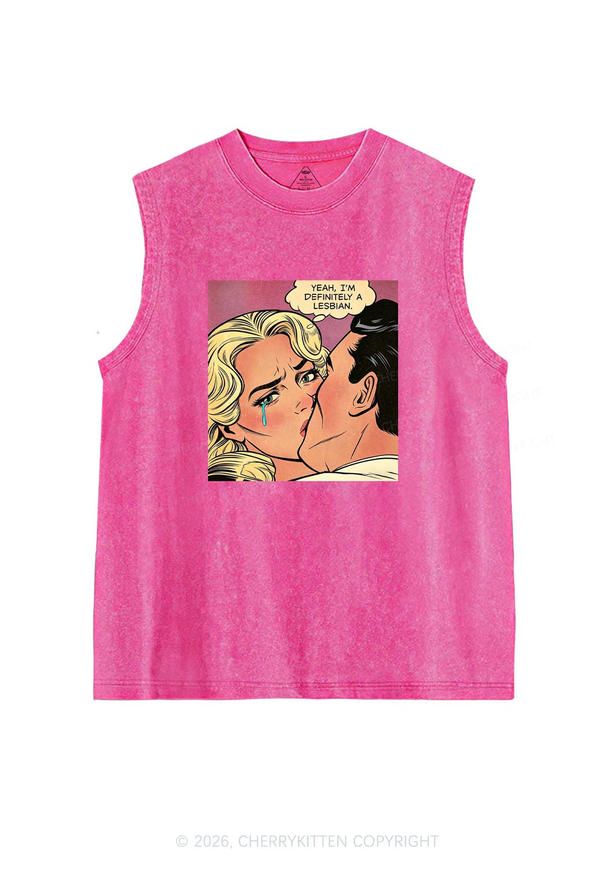 Im Definitely A Lesbian Pride Y2K Washed Muscle Tank Cherrykitten
