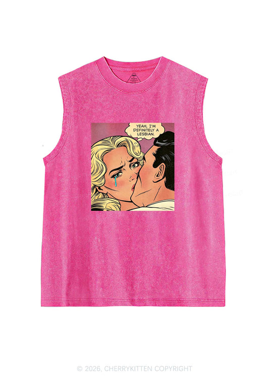 Im Definitely A Lesbian Pride Y2K Washed Muscle Tank Cherrykitten