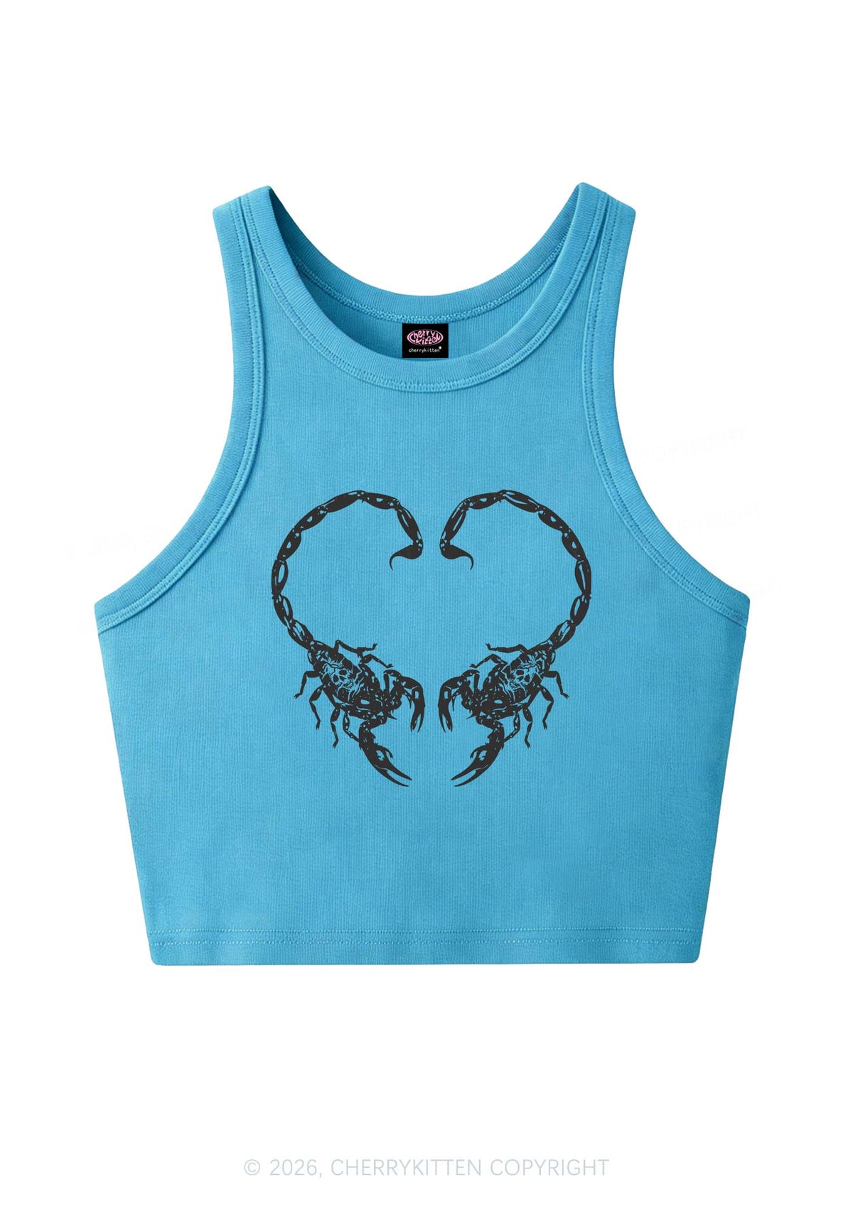 Skull Scorpion Heart Y2K Crop Tank Top Cherrykitten
