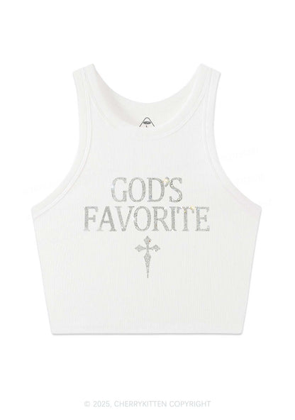 Rhinestone Gods Favorite Y2K Crop Tank Top Cherrykitten