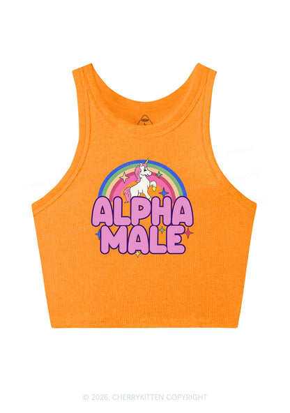 Rainbow Unicorn Alpha Male Y2K Crop Tank Top Cherrykitten