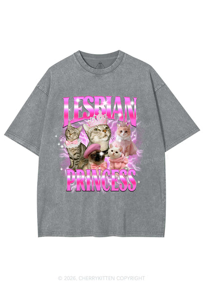 Lesbian Princess Cats Y2K Shirts Washed Tee Cherrykitten