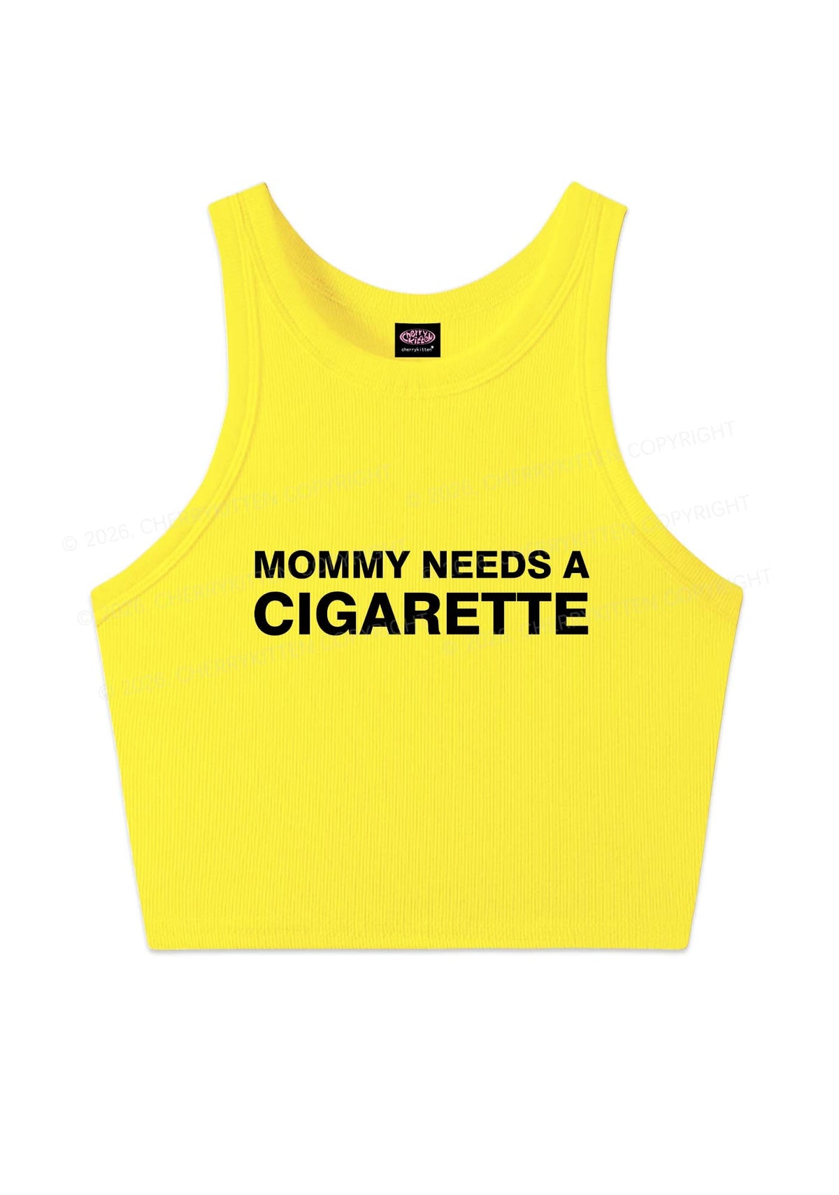 Mommy Needs A Cigarette Y2K Crop Tank Top Cherrykitten