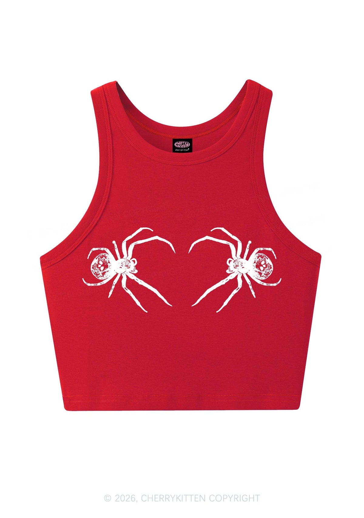 Skull Spider Y2K Crop Tank Top Cherrykitten