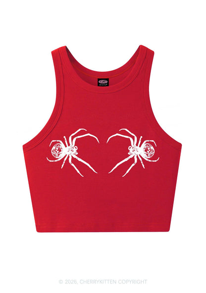 Skull Spider Y2K Crop Tank Top Cherrykitten