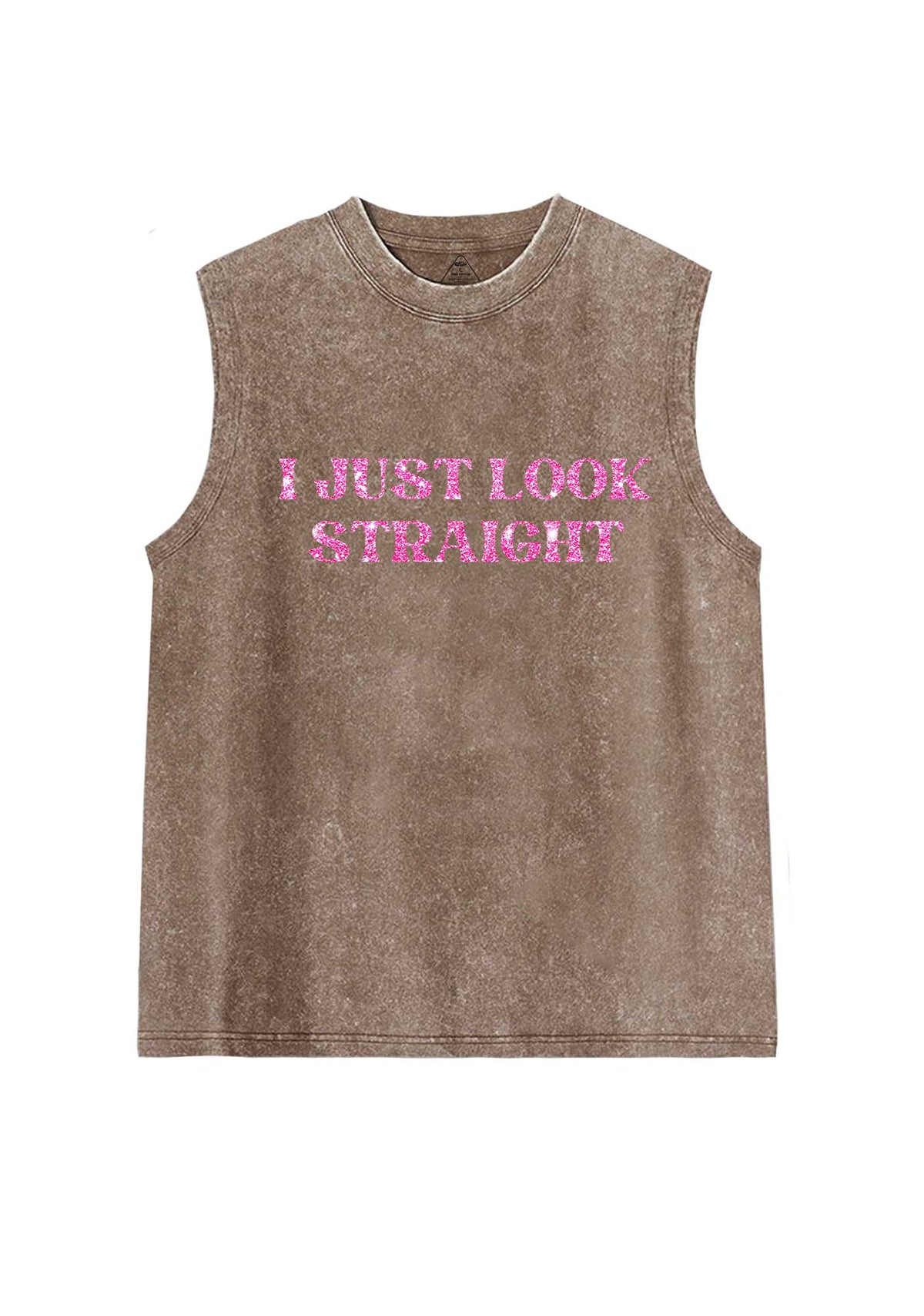 Glitter I Just Look Straight Y2K Washed Muscle Tank Cherrykitten