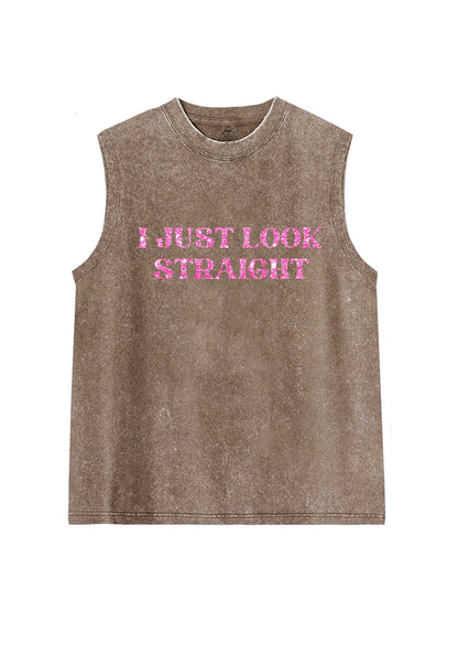 Glitter I Just Look Straight Y2K Washed Muscle Tank Cherrykitten