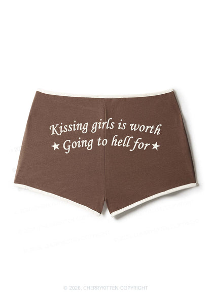 Kissing Girls is Worth Pride Y2K Booty Shorts Cherrykitten