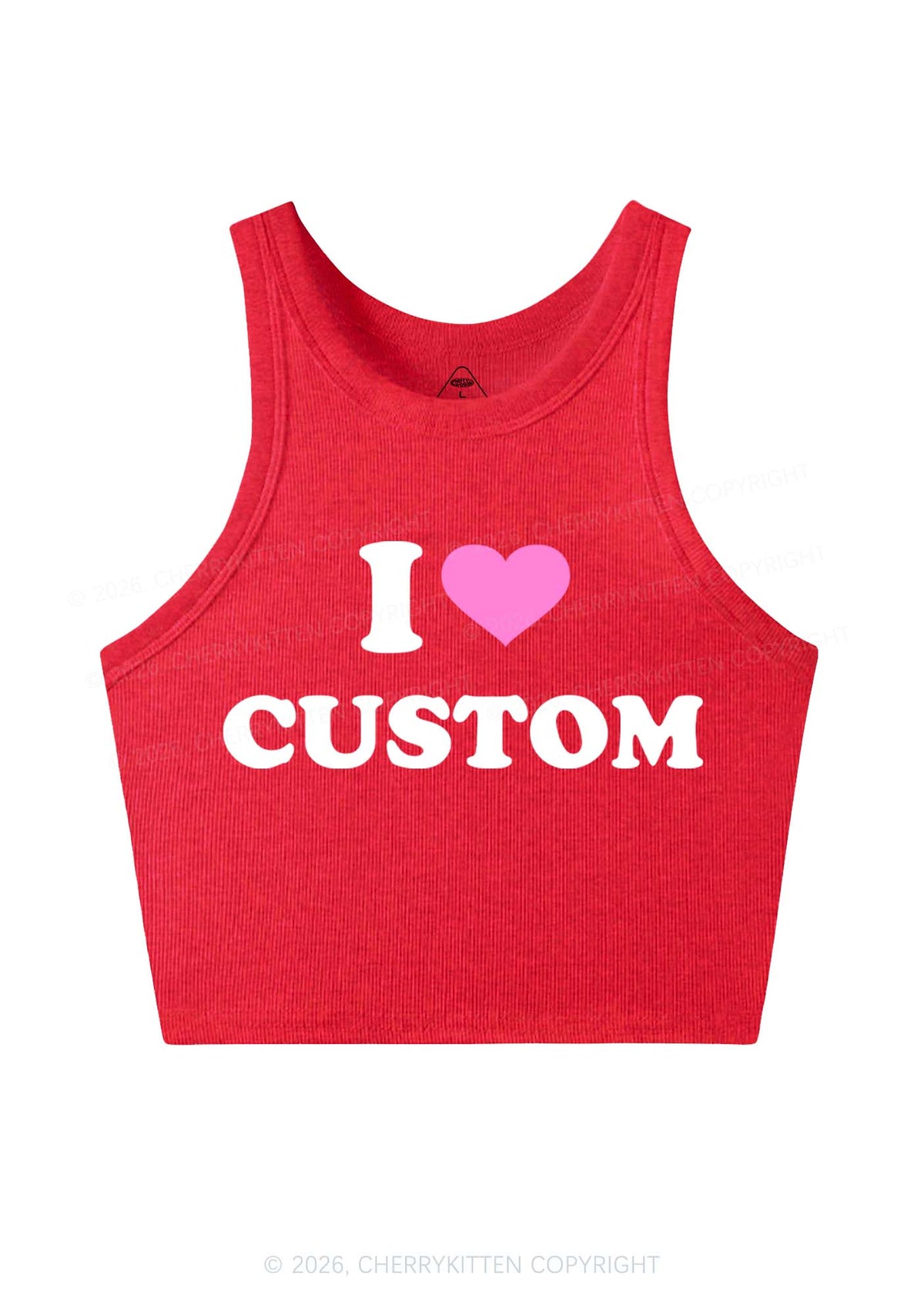 I Love Custom Personalized Y2K Crop Tank Top Cherrykitten