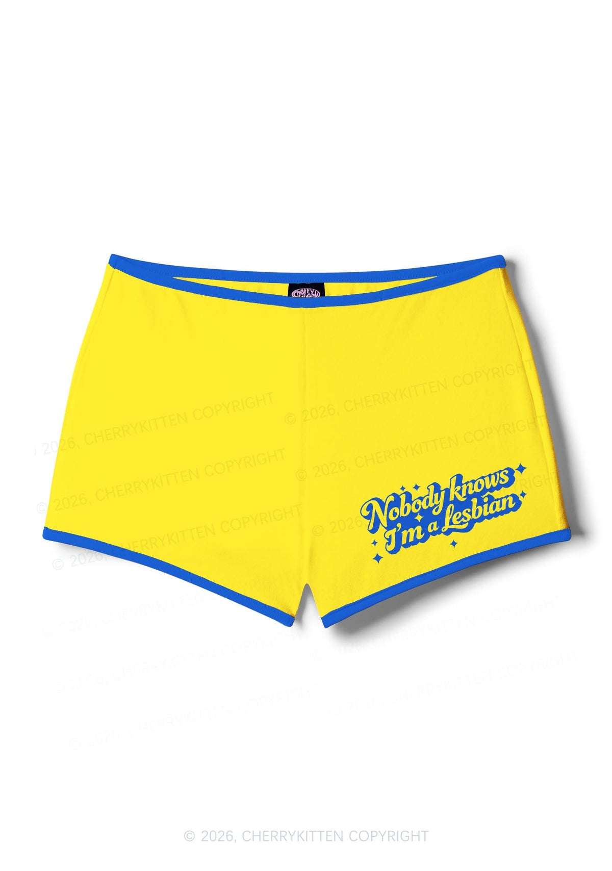 Nobody Knows Im A Lesbian Pride Y2K Booty Shorts Cherrykitten