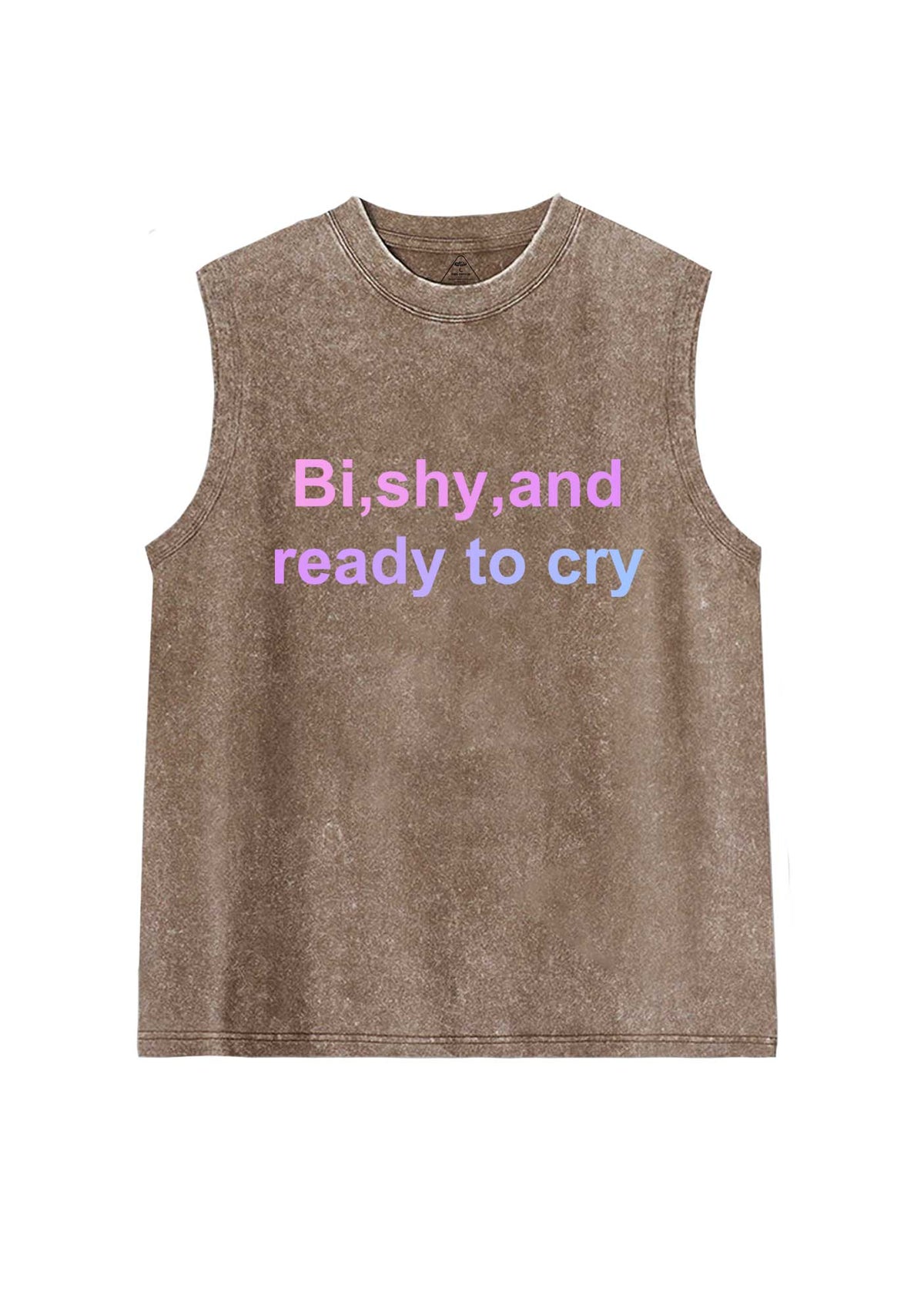 Bi Shy And Ready To Cry Pride Y2K Washed Muscle Tank Cherrykitten