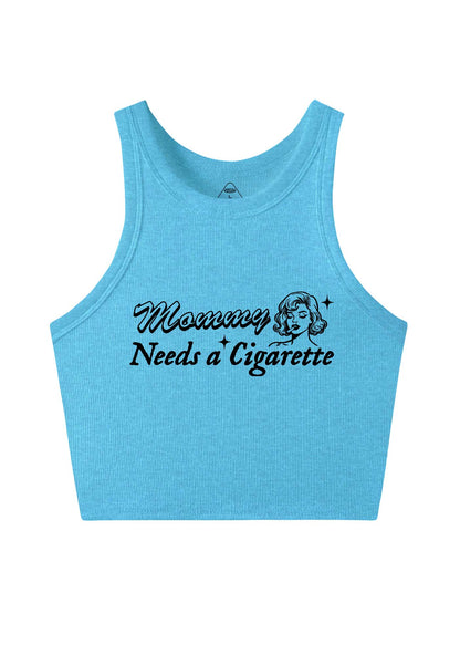 Mommy Needs Cigarette Y2K Crop Tank Top Cherrykitten
