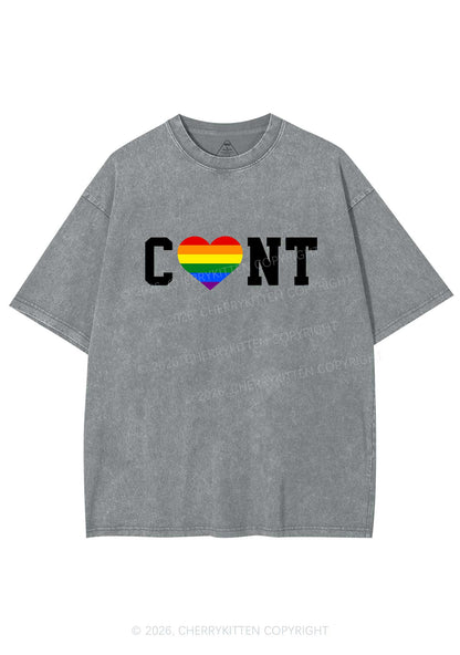 Rainbow Heart Cxxt Pride Y2K Shirts Washed Tee Cherrykitten