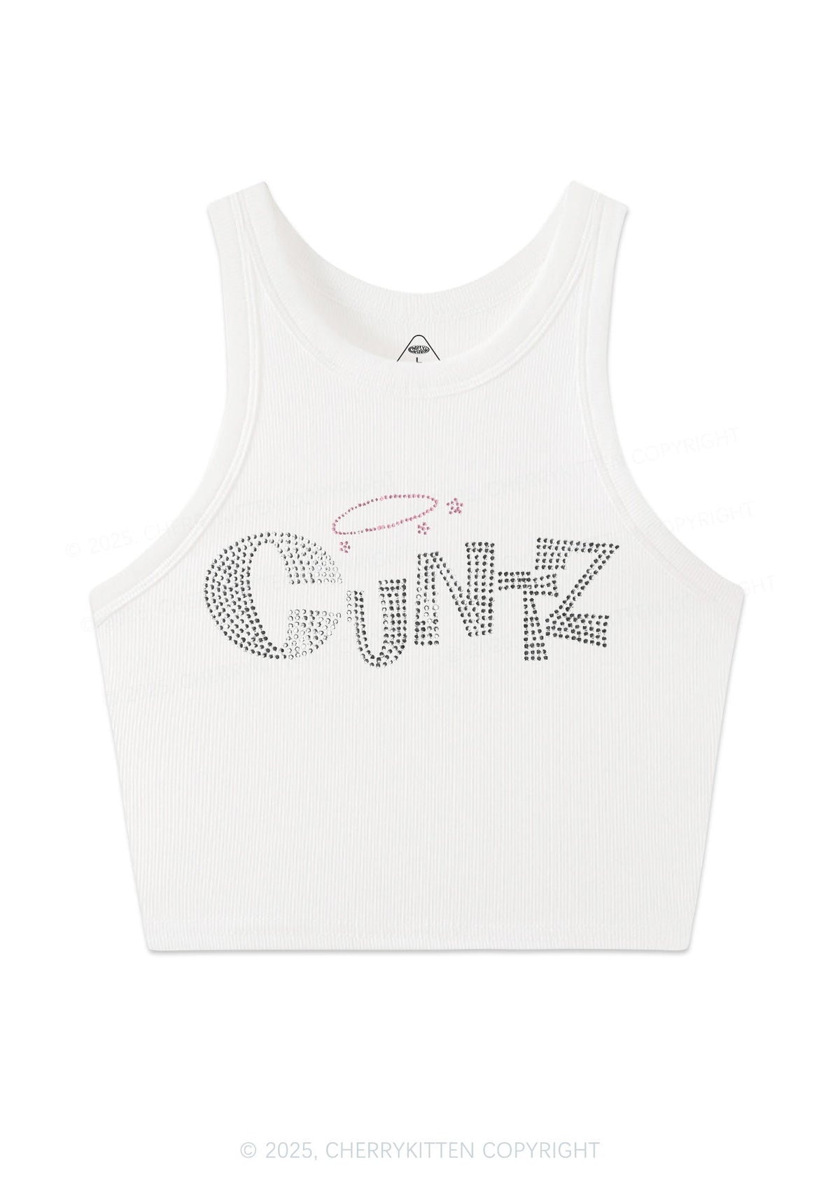 Rhinestone Cxntz Y2K Crop Tank Top Cherrykitten