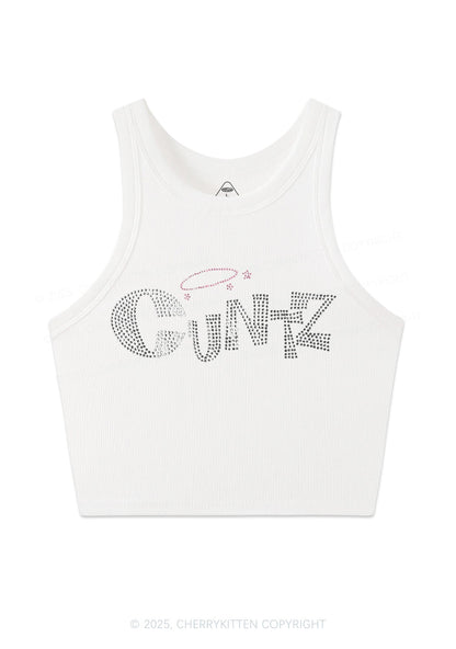 Rhinestone Cxntz Y2K Crop Tank Top Cherrykitten